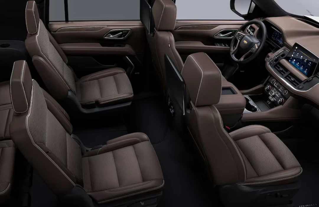 Luxury black car interior for family airport transfers