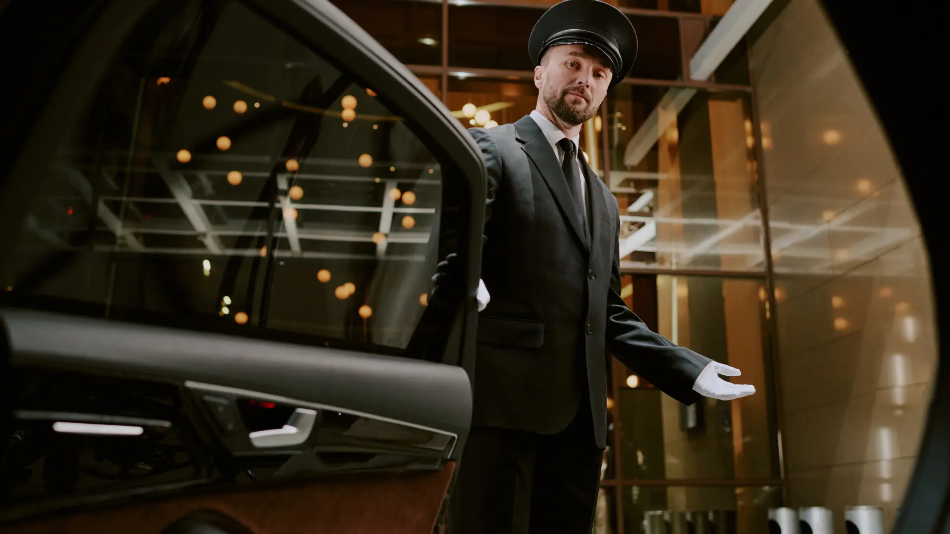 Luxury black car airport transportation